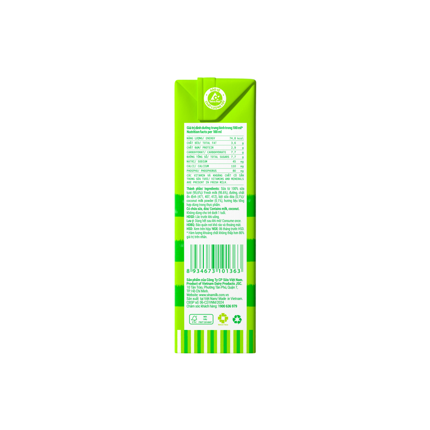 Sữa tươi tiệt trùng vị dừa