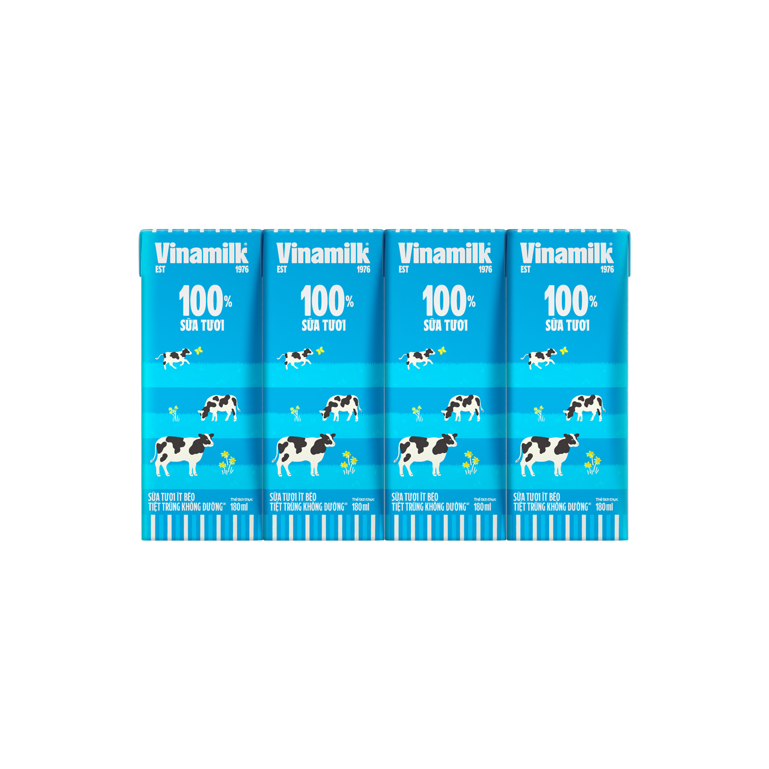 Sữa tươi tiệt trùng 100% Tách béo Không đường 180ml