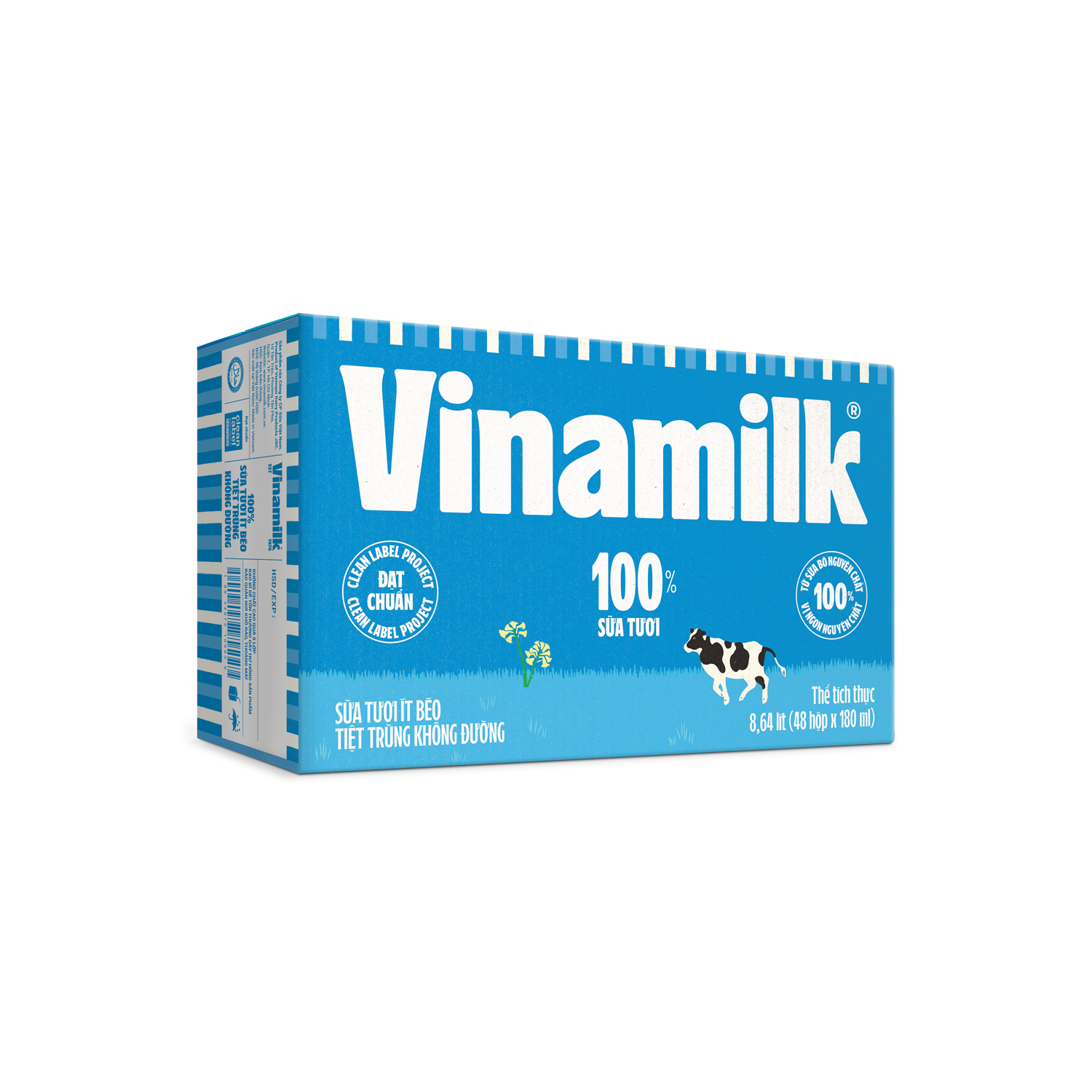 Sữa tươi tiệt trùng 100% Tách béo Không đường 180ml