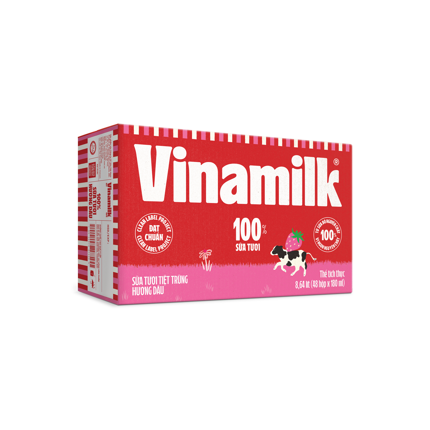 Sữa tươi tiệt trùng 100% Hương Dâu 180ml