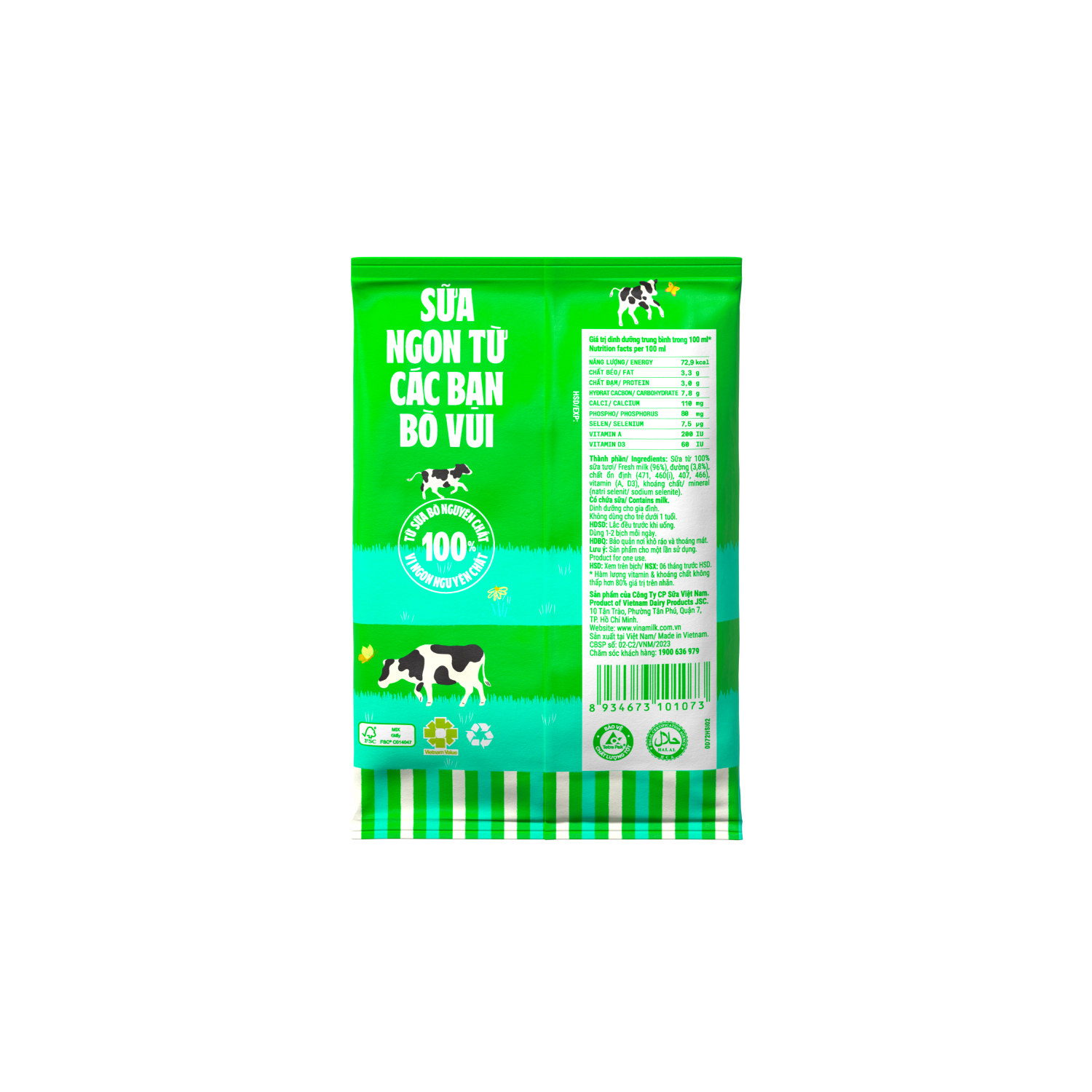 Sữa tươi tiệt trùng 100% Có đường 220ml