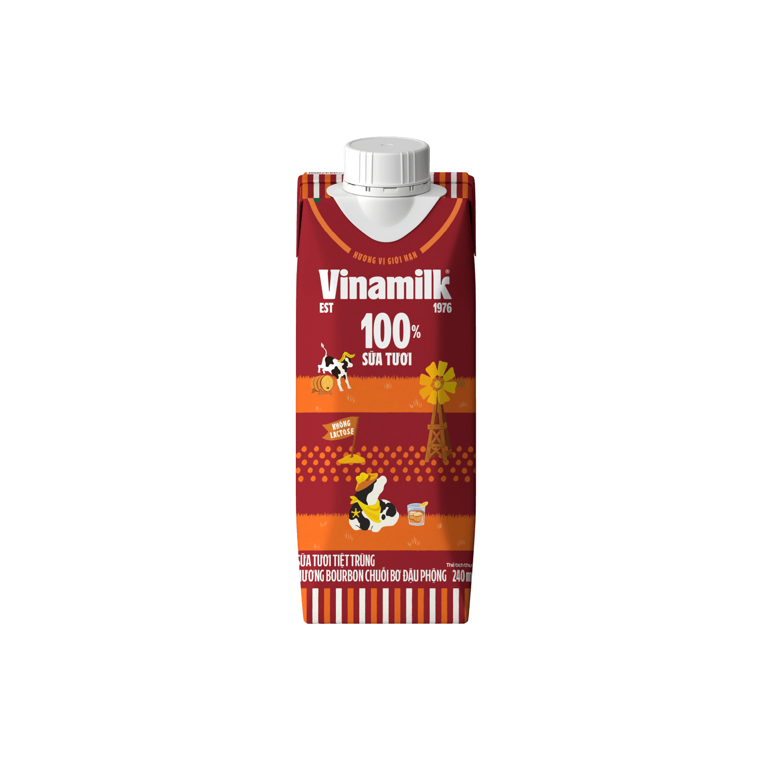 Sữa tươi tiệt trùng 100% Hương Bourbon Chuối Bơ Đậu Phộng 240ml