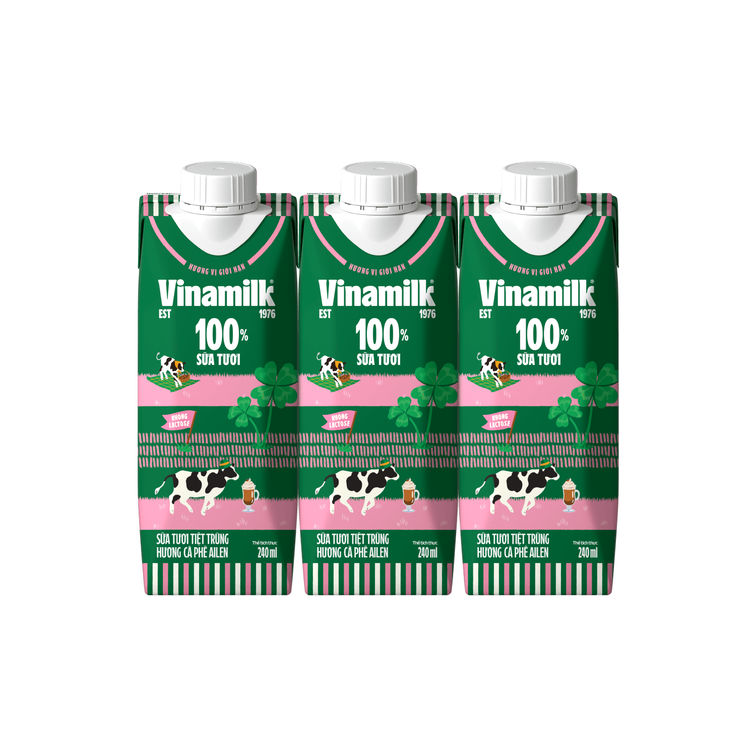 Sữa tươi tiệt trùng 100% Hương Cà Phê Ailen 240ml