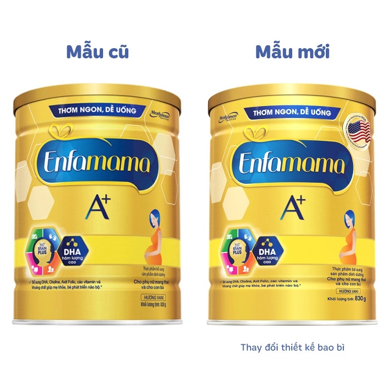 Sữa bầu Enfamama A+ 360° Brain Plus hương vani 830g