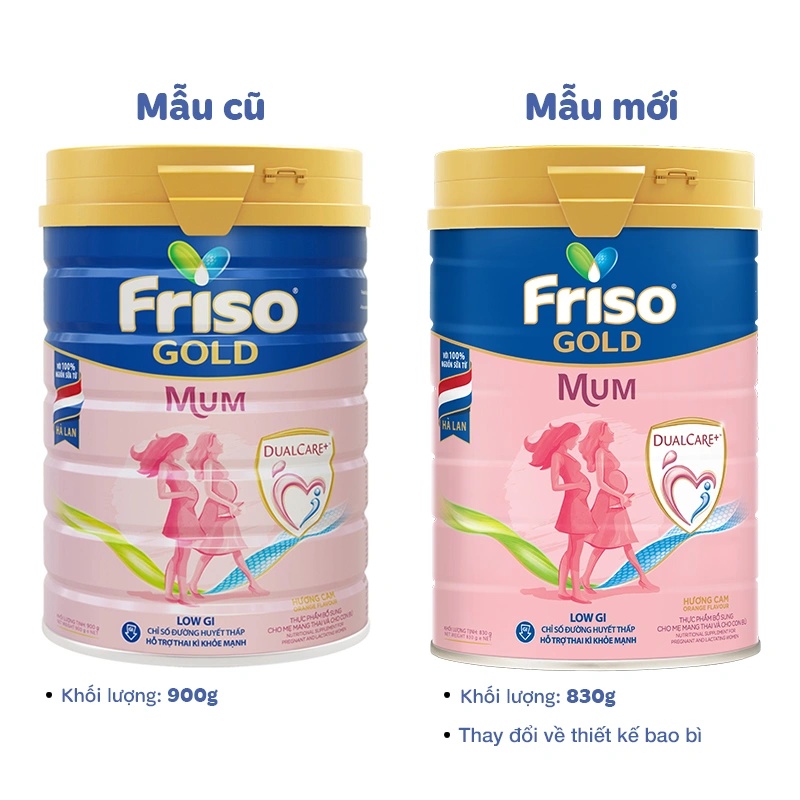 Sữa bầu Friso Gold Mum hương cam 900g/830g - Giao bao bì ngẫu nhiên