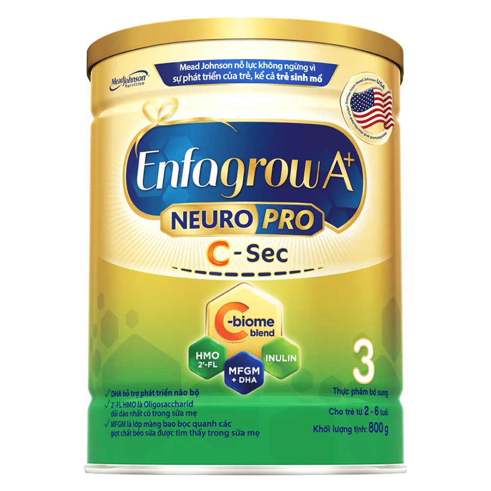 Combo 4 Sữa Enfagrow A+ NeuroPro 3 C-Sec 800g (2-6 tuổi)