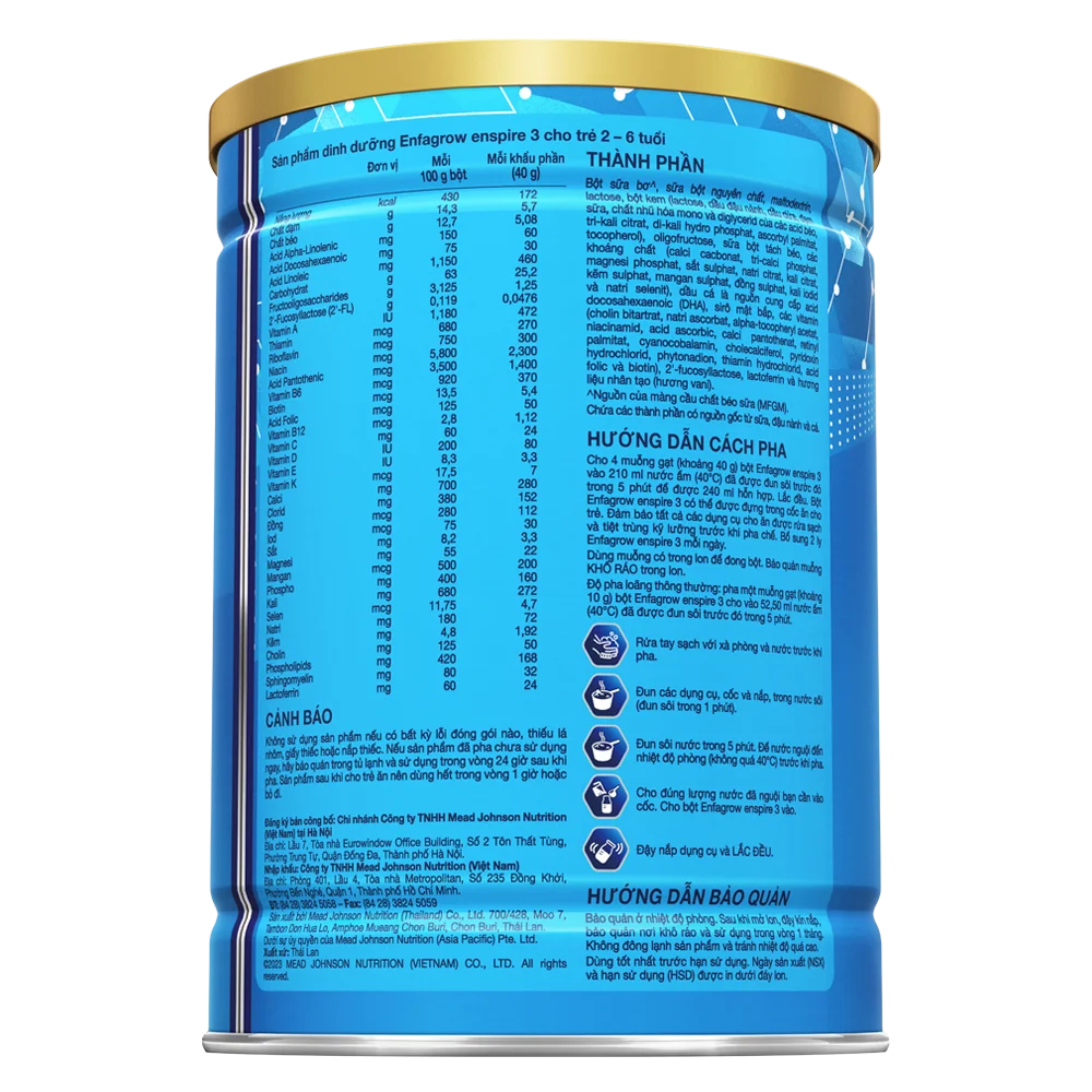 Combo 4 Sữa Enfagrow Enspire 3 850g (2-6 tuổi)
