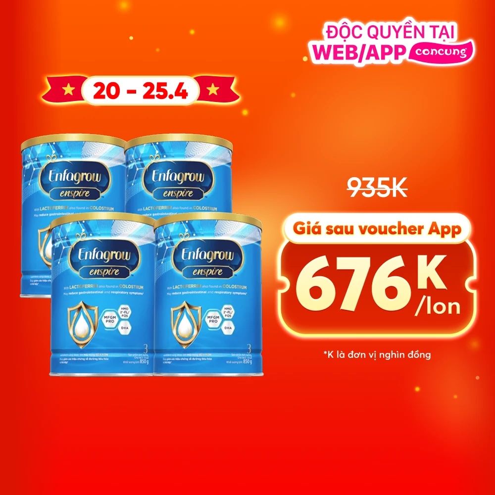 Combo 4 Sữa Enfagrow Enspire 3 850g (2-6 tuổi)