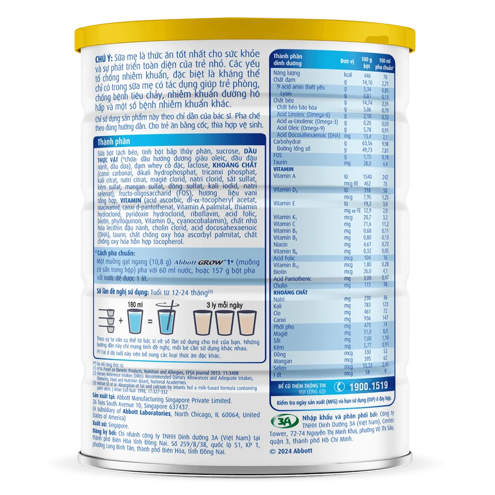 Sữa Abbott Grow 1+ 800g (0-6 tháng)
