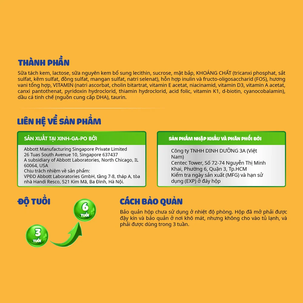 Combo 3 lon Sữa Abbott Grow 3+ 850g (2-6 tuổi)