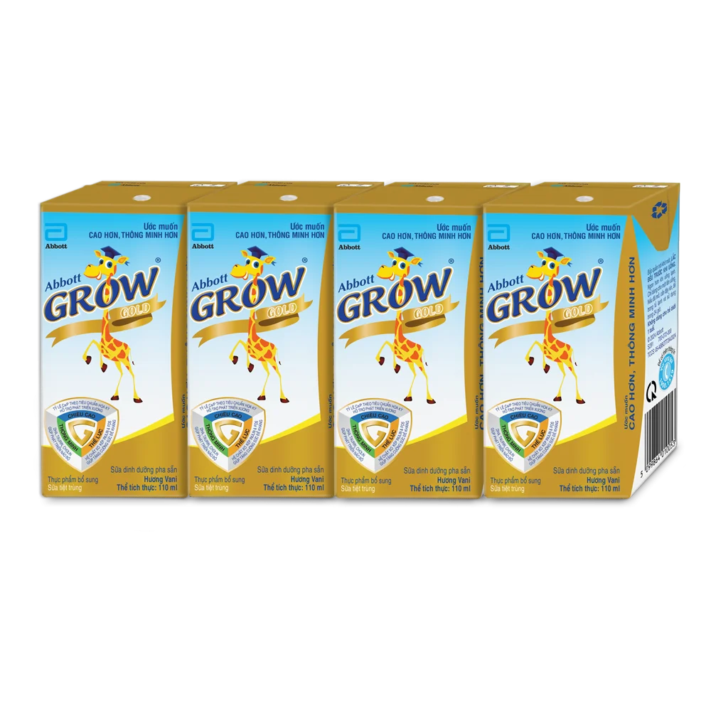Sữa Abbott Grow Gold hương vani 110ML - Lốc 4 (Từ 2 - 6 tuổi)