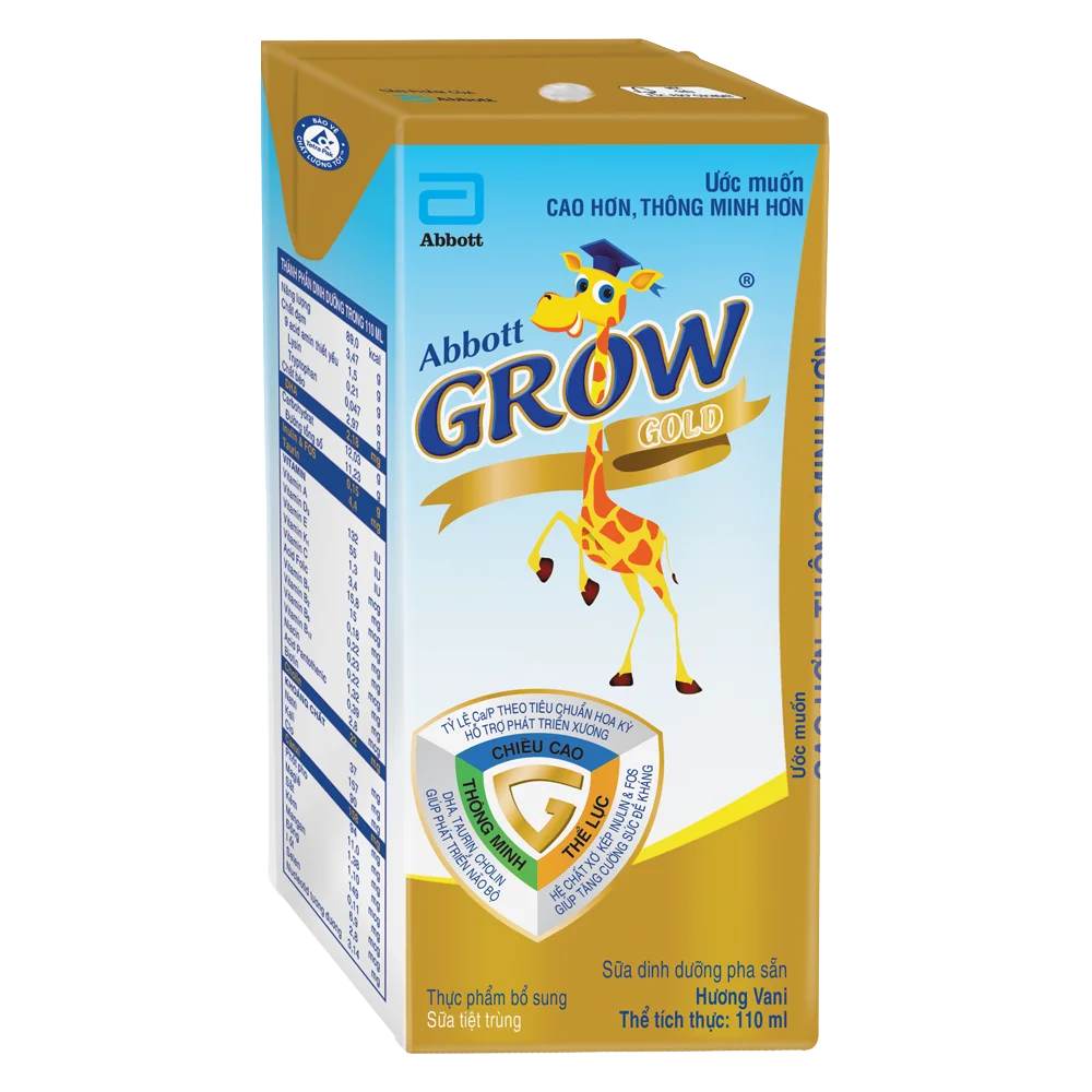 Sữa Abbott Grow Gold hương vani 110ML - Lốc 4 (Từ 2 - 6 tuổi)
