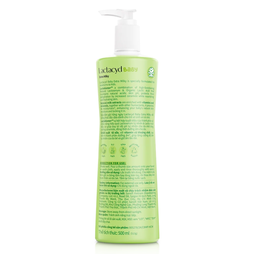 Sữa tắm gội Lactacyd Baby Extra Milky 500ml