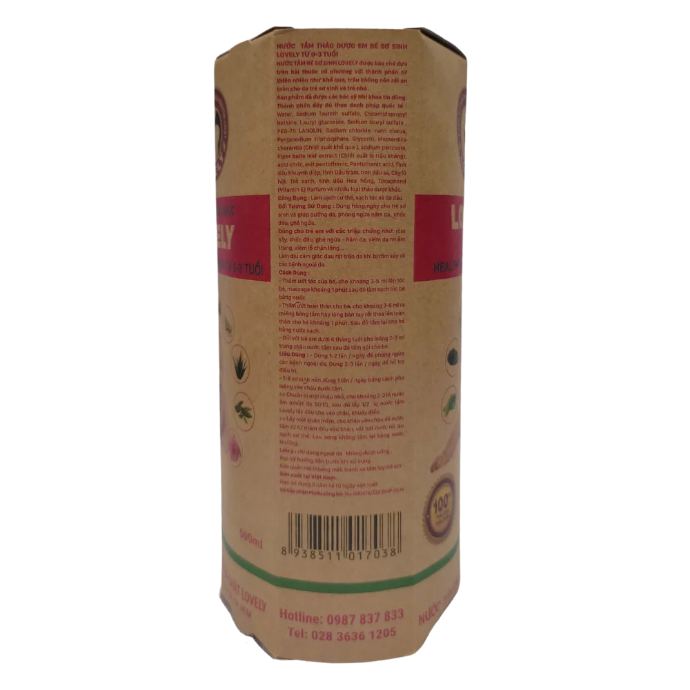 Nước tắm thảo dược Lovely - Dành cho bé sơ sinh từ 500ml