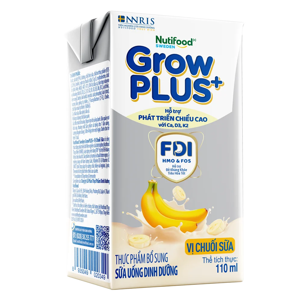 6 thùng sữa bột pha sẵn GrowPLUS+ vị chuối 110ml (lốc 4 hộp)