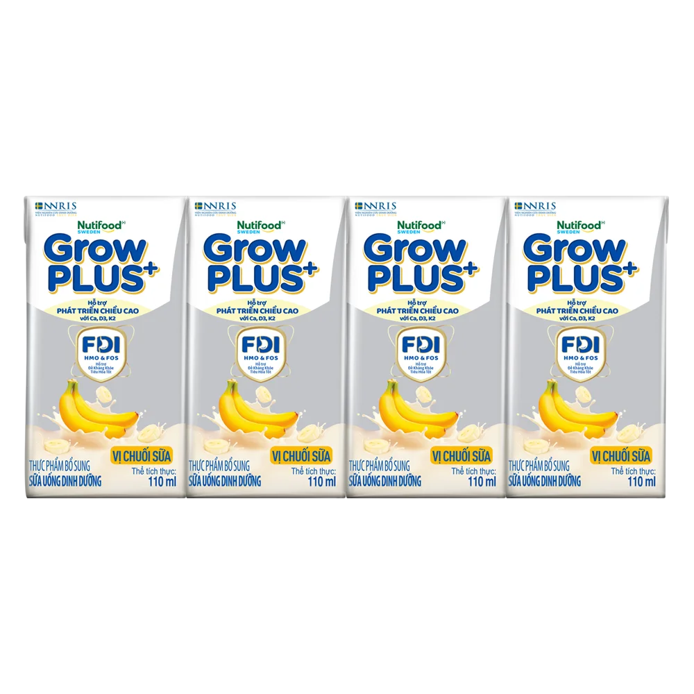 6 thùng sữa bột pha sẵn GrowPLUS+ vị chuối 110ml (lốc 4 hộp)