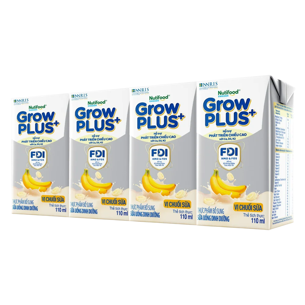 6 thùng sữa bột pha sẵn GrowPLUS+ vị chuối 110ml (lốc 4 hộp)