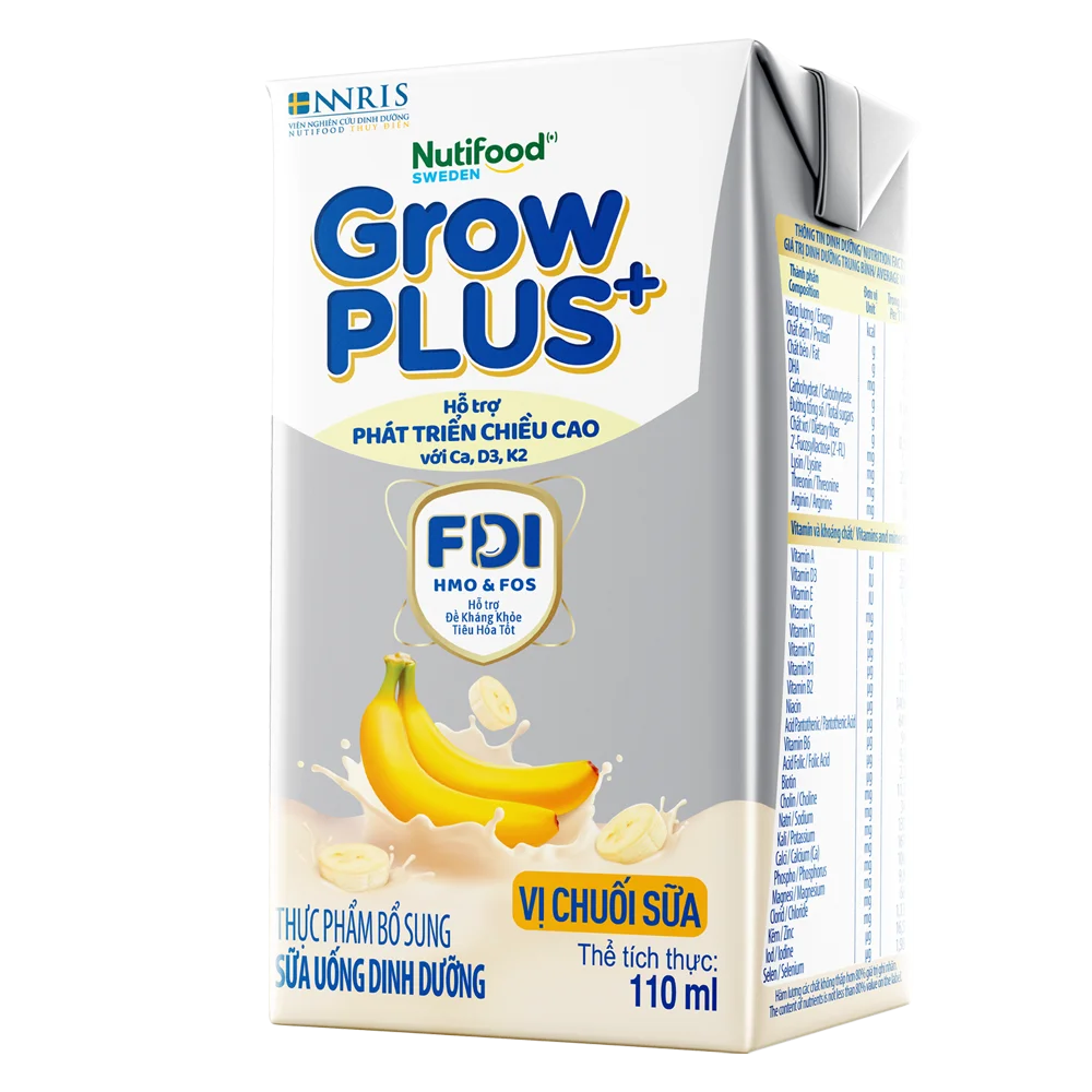 6 thùng sữa bột pha sẵn GrowPLUS+ vị chuối 110ml (lốc 4 hộp)